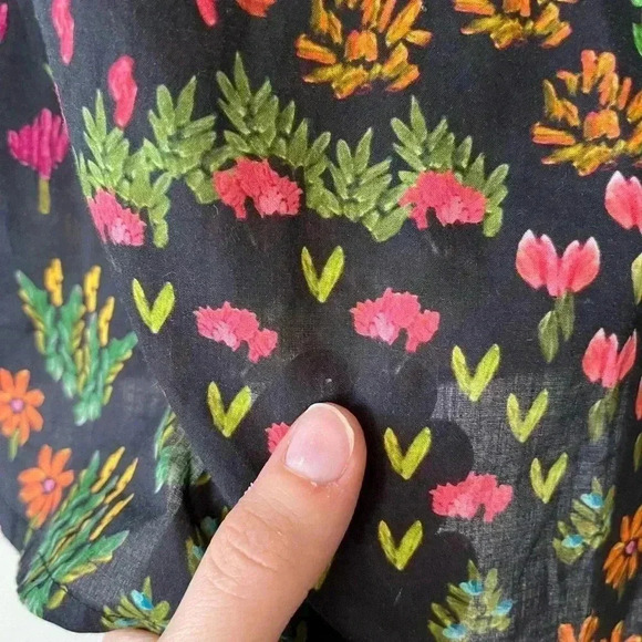 Farm Rio Fruit Garden Ruffle Puff Sleeve Blouse Women’s Size Small - Picture 13 of 16